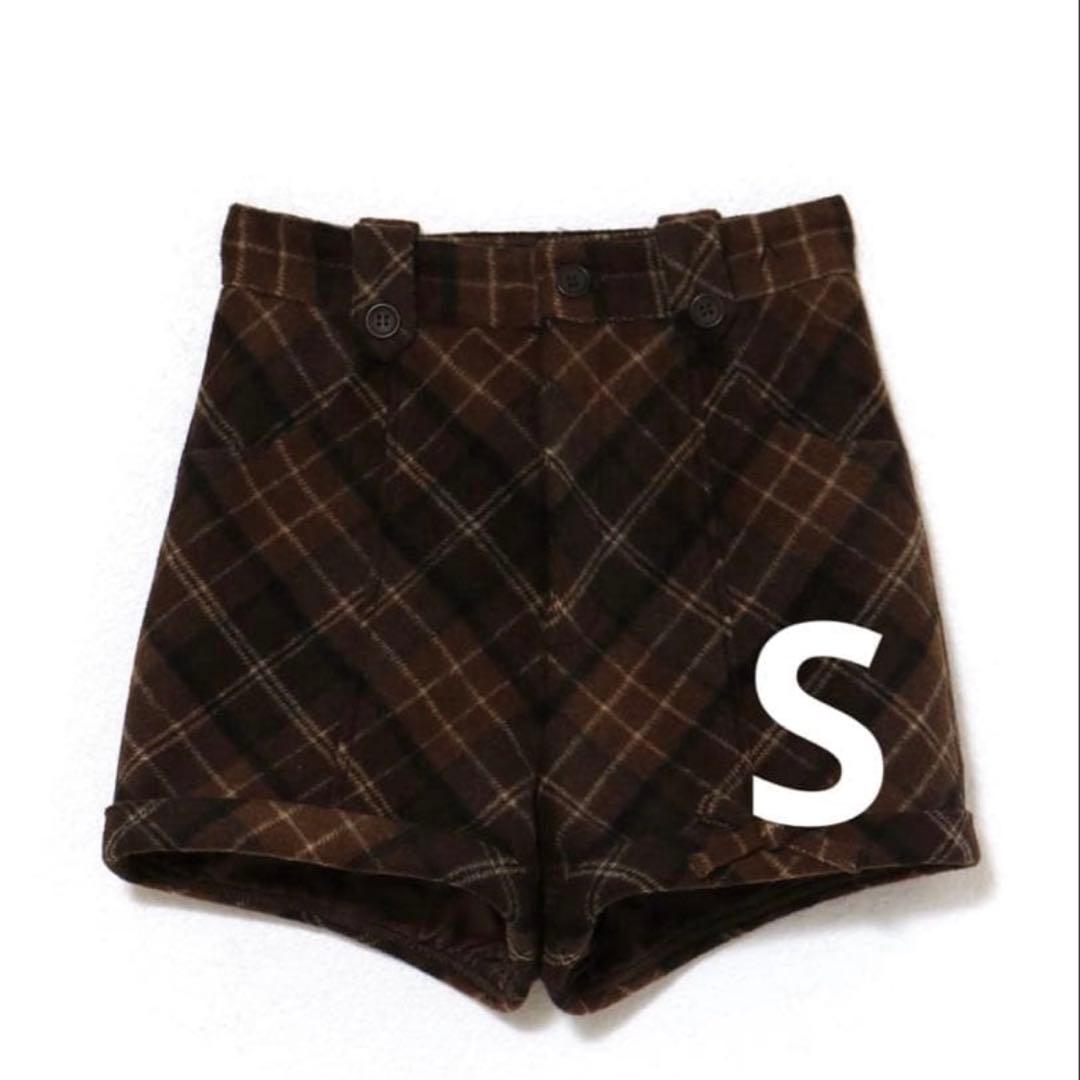 パンツ andmary Ribbon check mini pants brown S