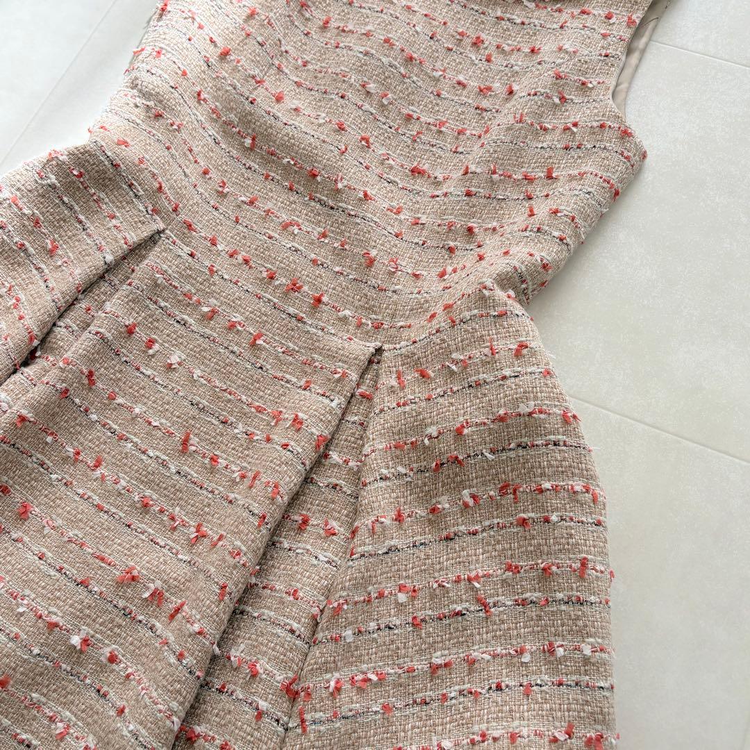 【美品】フォクシー ツイード ワンピース ノースリーブ フレアライン 40 春
