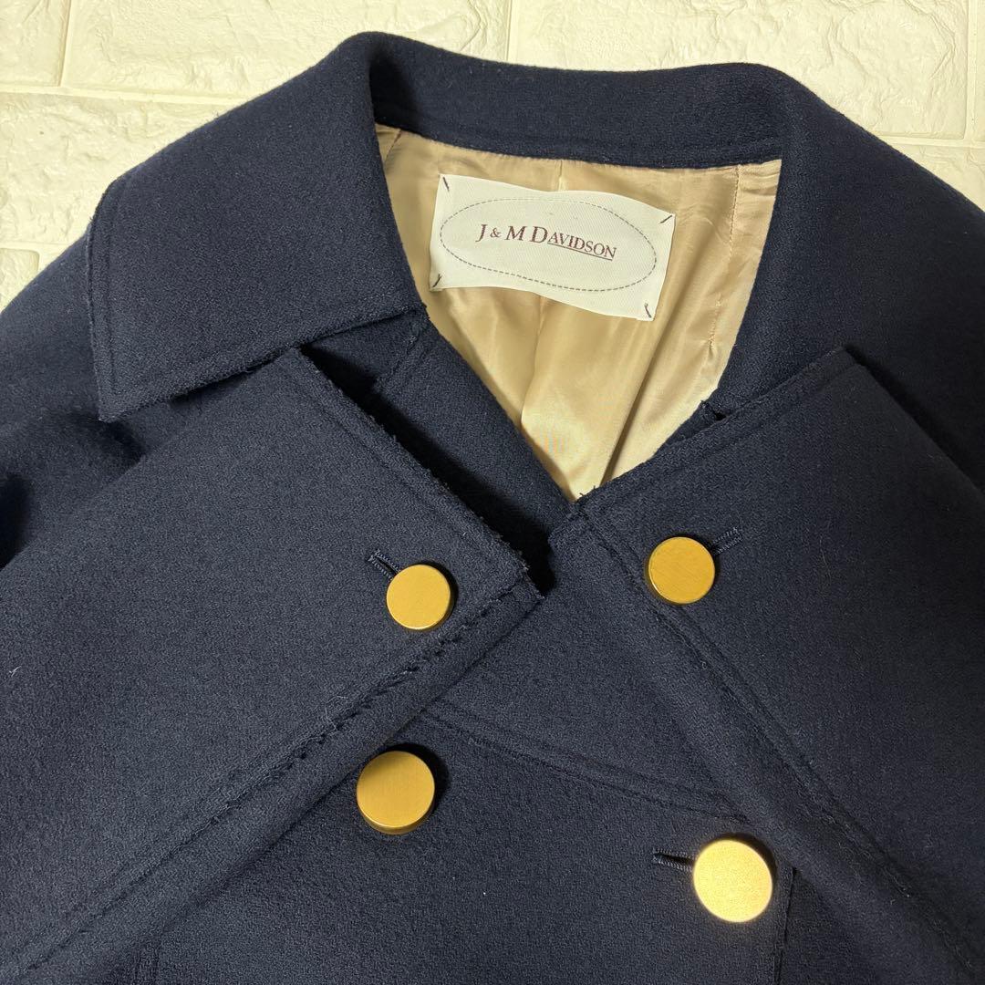 J&M DAVIDSON 金ボタン ウール 100% コート 濃紺