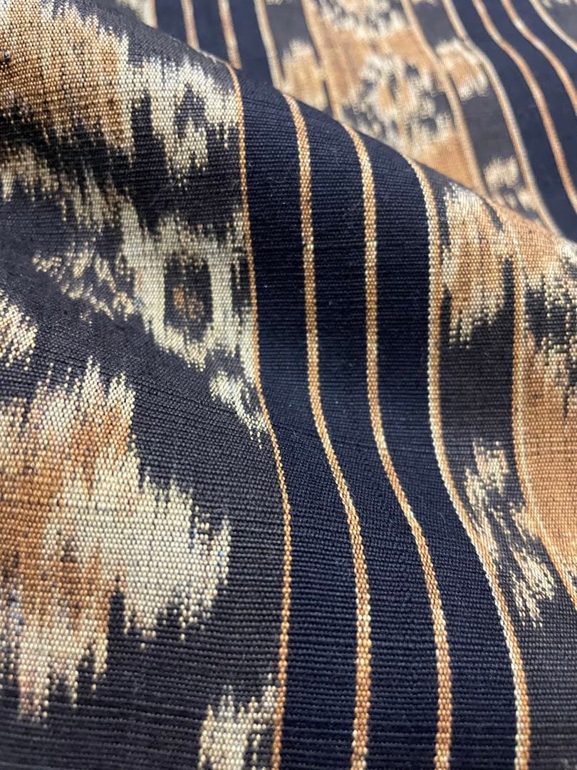 貴久樹 イカット 綿 九寸名古屋帯 黒地