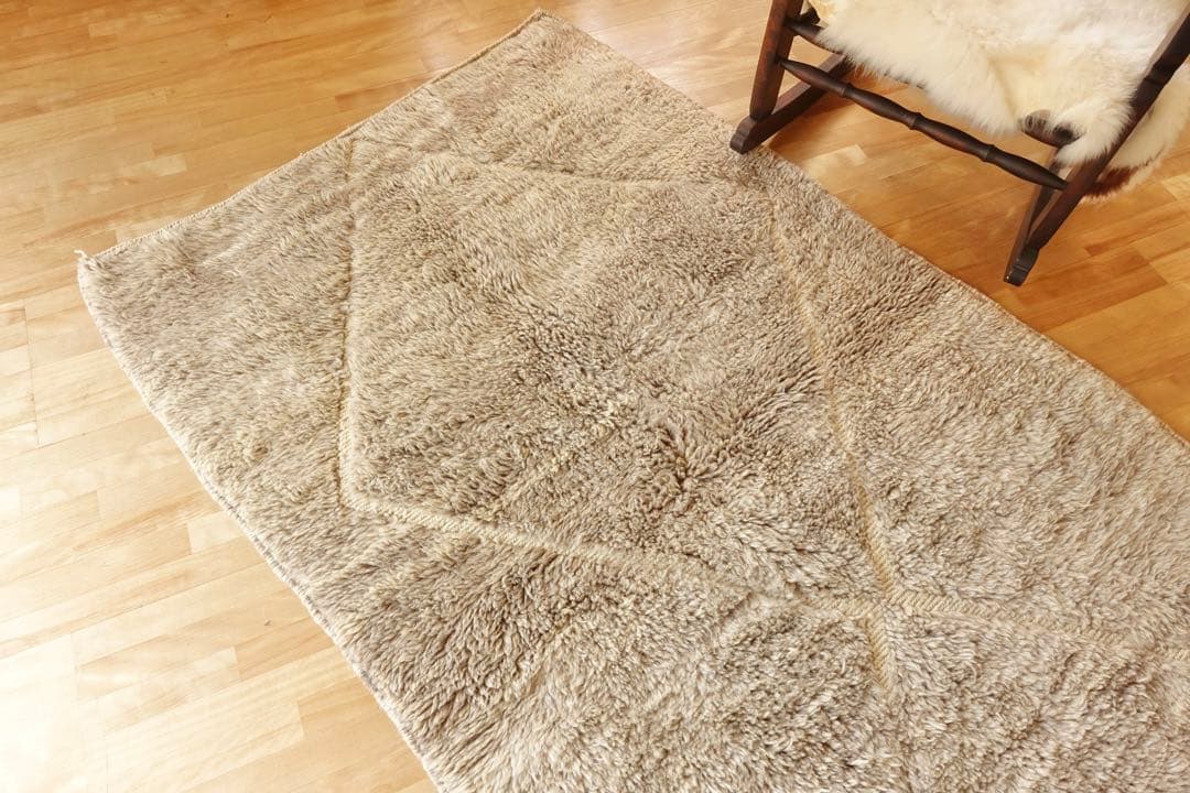 【モロッコ直輸入】新品 上質ベニワレングレージュラグ　即購入OK