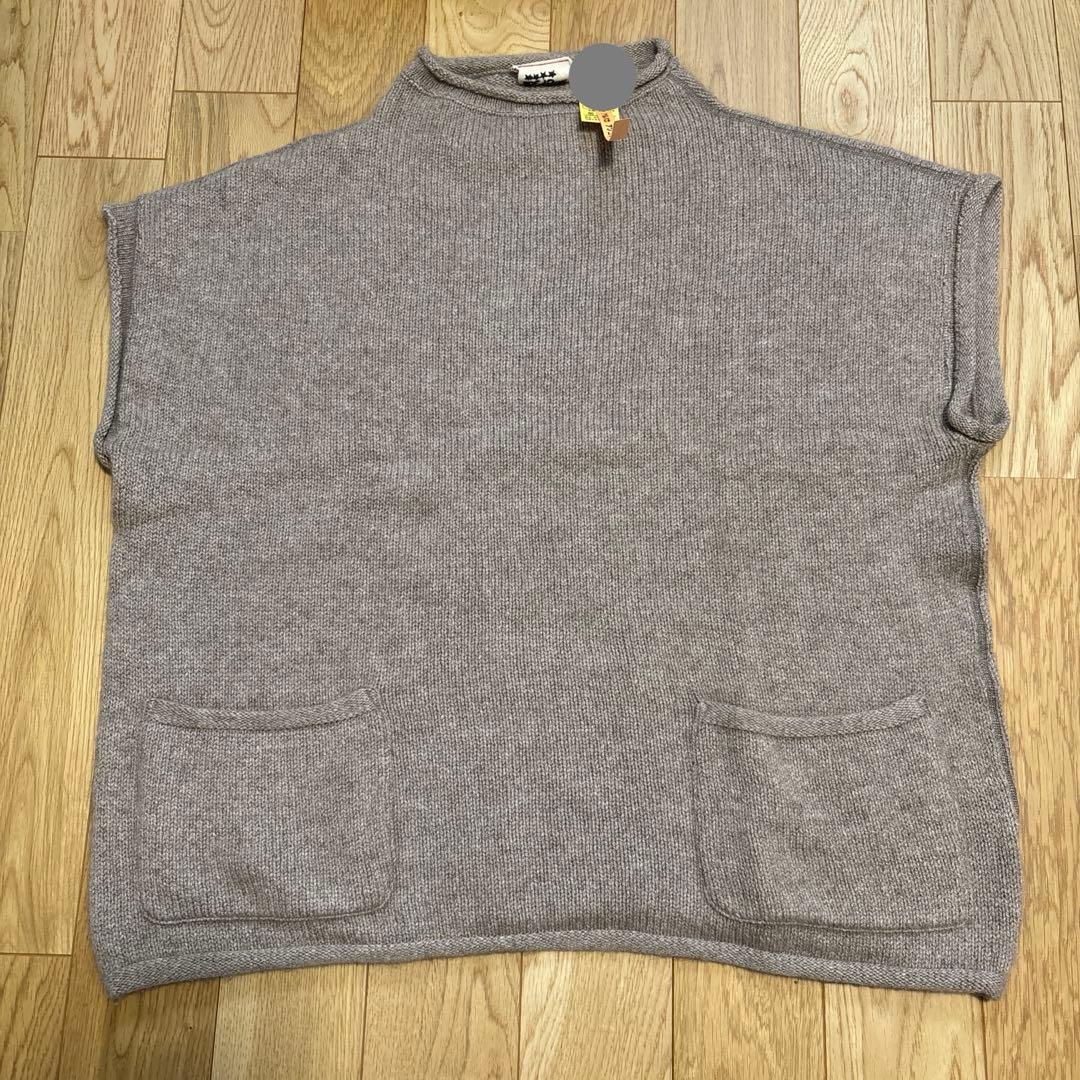 はなび　45R ハイネックニットベスト　ベージュ