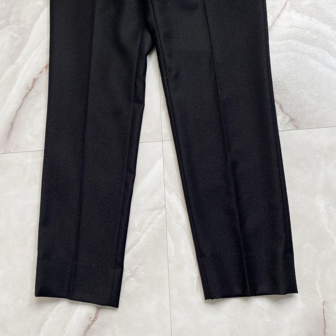 A18385 インコテックス ウールフランネルスラックス スリムフィット 黒44