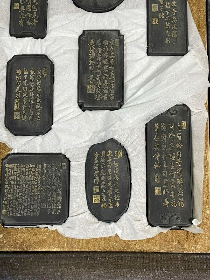 50年前の唐墨/十六羅漢彫/古墨/中国墨/固形墨/書道/仏教/置物/美術/骨董