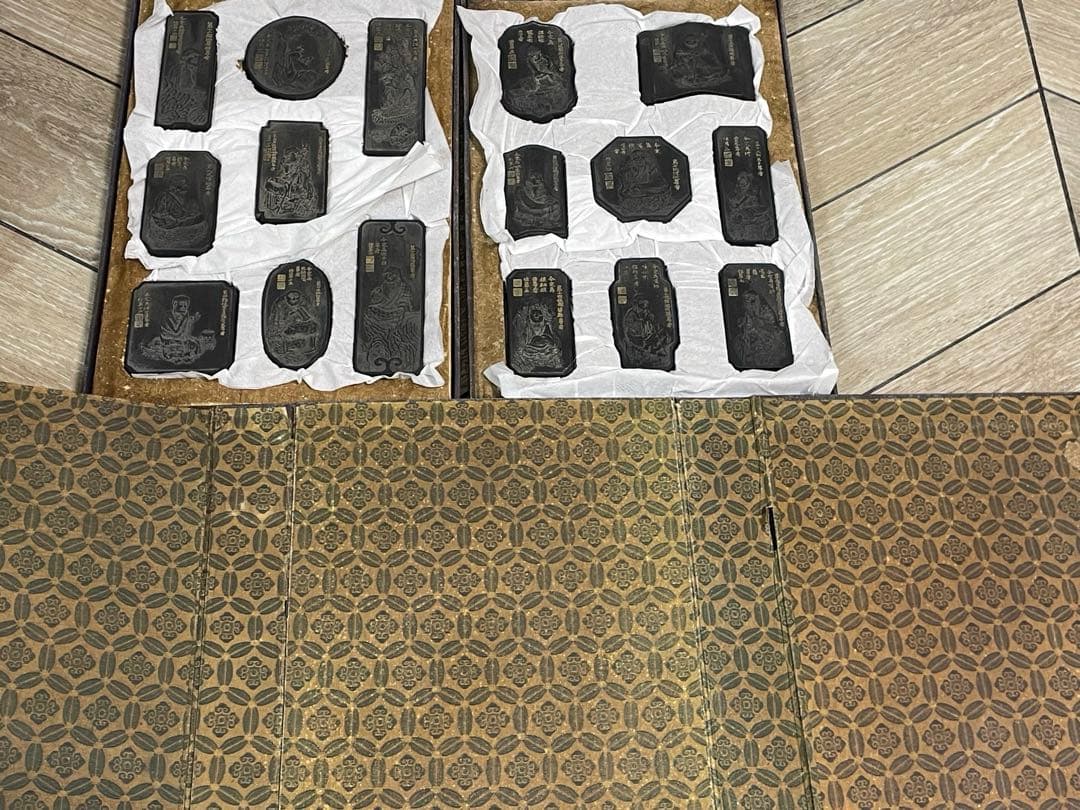 50年前の唐墨/十六羅漢彫/古墨/中国墨/固形墨/書道/仏教/置物/美術/骨董