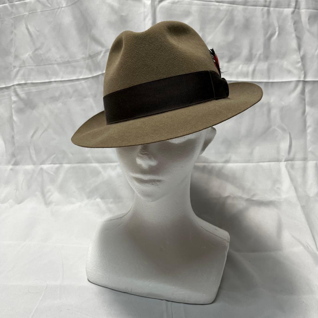 R*A様 ベージュ ハット KNOX ラビット　ファー　フェルト　羽根付きリボン