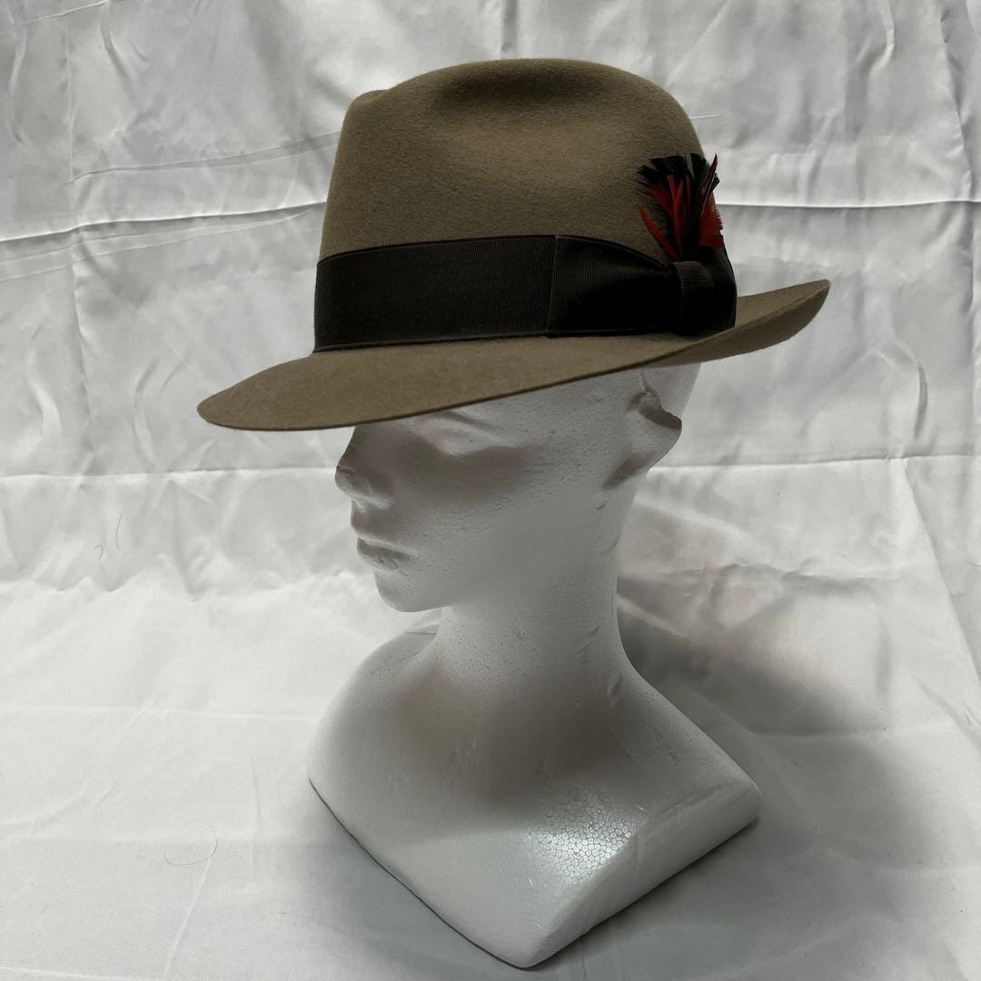 R*A様 ベージュ ハット KNOX ラビット　ファー　フェルト　羽根付きリボン
