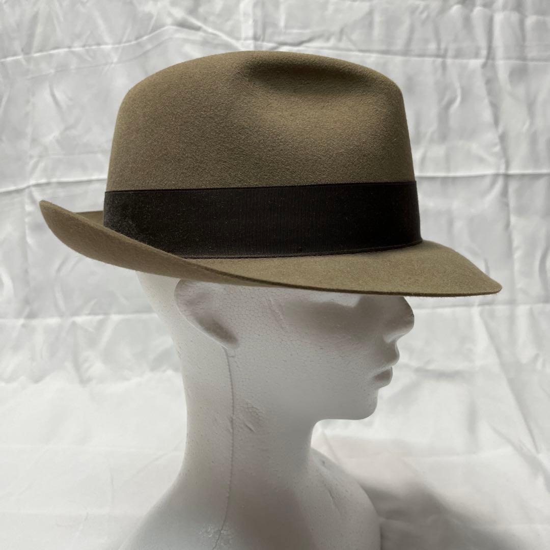 R*A様 ベージュ ハット KNOX ラビット　ファー　フェルト　羽根付きリボン