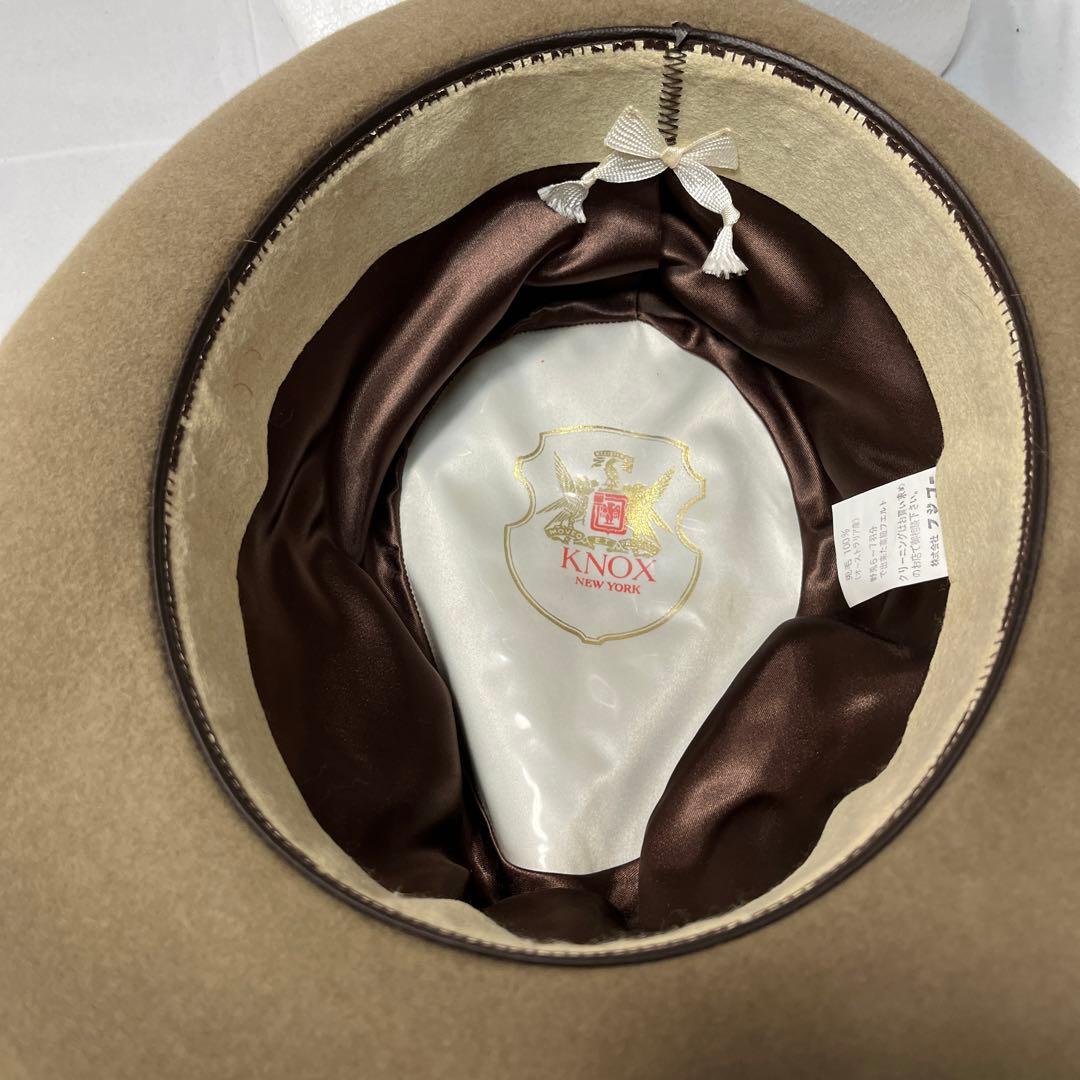 R*A様 ベージュ ハット KNOX ラビット　ファー　フェルト　羽根付きリボン