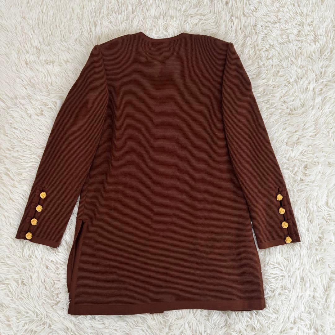 イブサンローラン ノーカラージャケット カシミヤカーディガン金ボタンゴールド金具