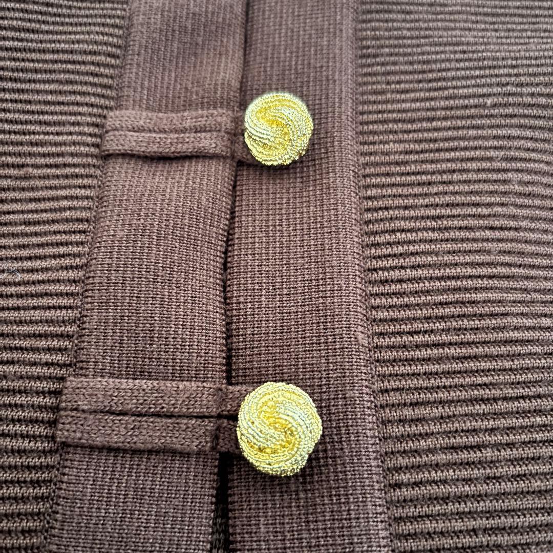 イブサンローラン ノーカラージャケット カシミヤカーディガン金ボタンゴールド金具