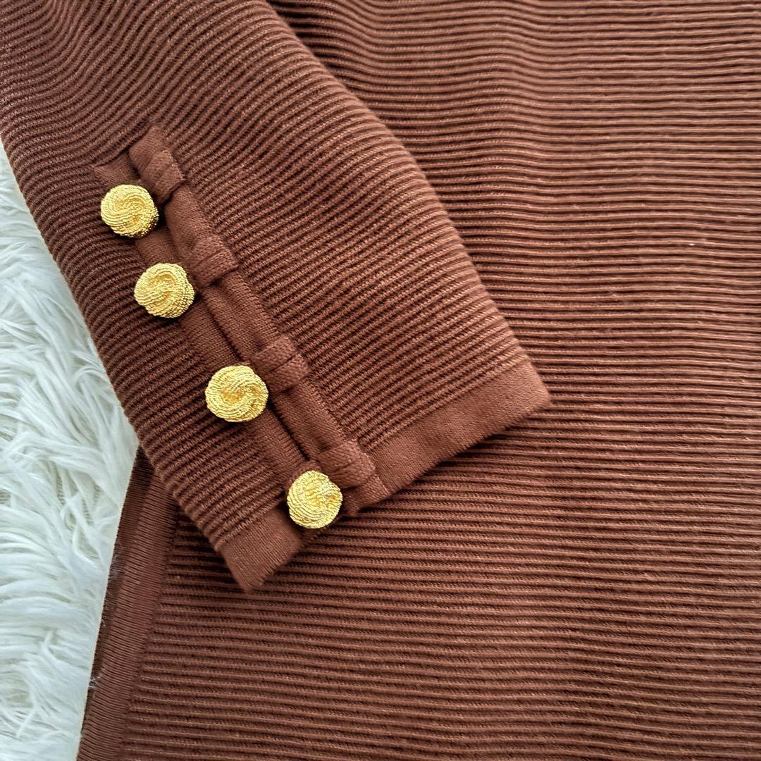 イブサンローラン ノーカラージャケット カシミヤカーディガン金ボタンゴールド金具