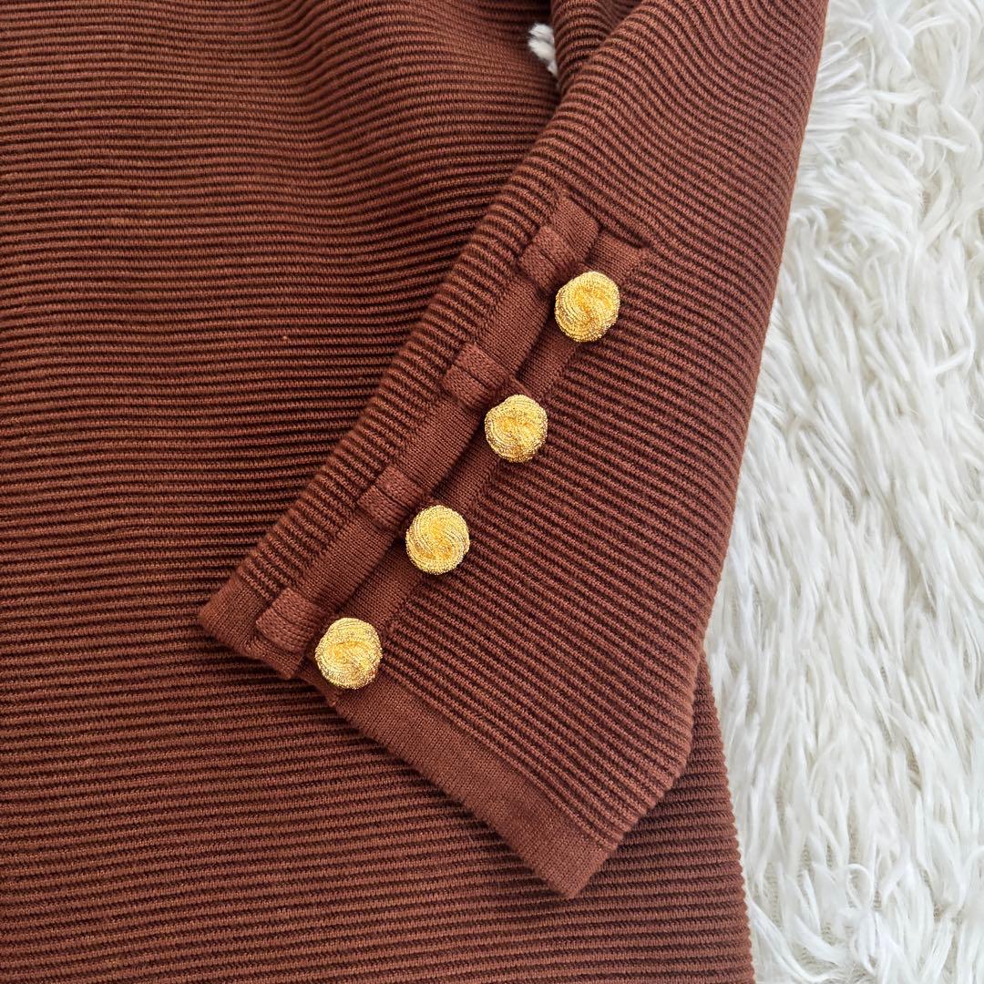 イブサンローラン ノーカラージャケット カシミヤカーディガン金ボタンゴールド金具