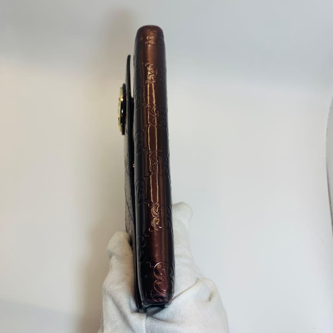 GUCCIグッチ 長財布 ラブリー/シマライン 251861 ブラウン レザー