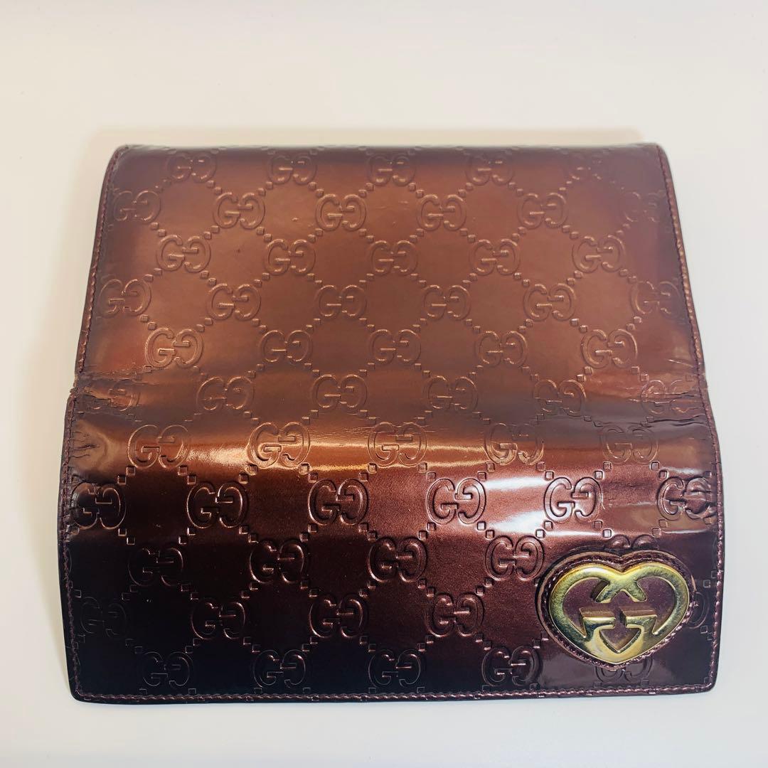 GUCCIグッチ 長財布 ラブリー/シマライン 251861 ブラウン レザー