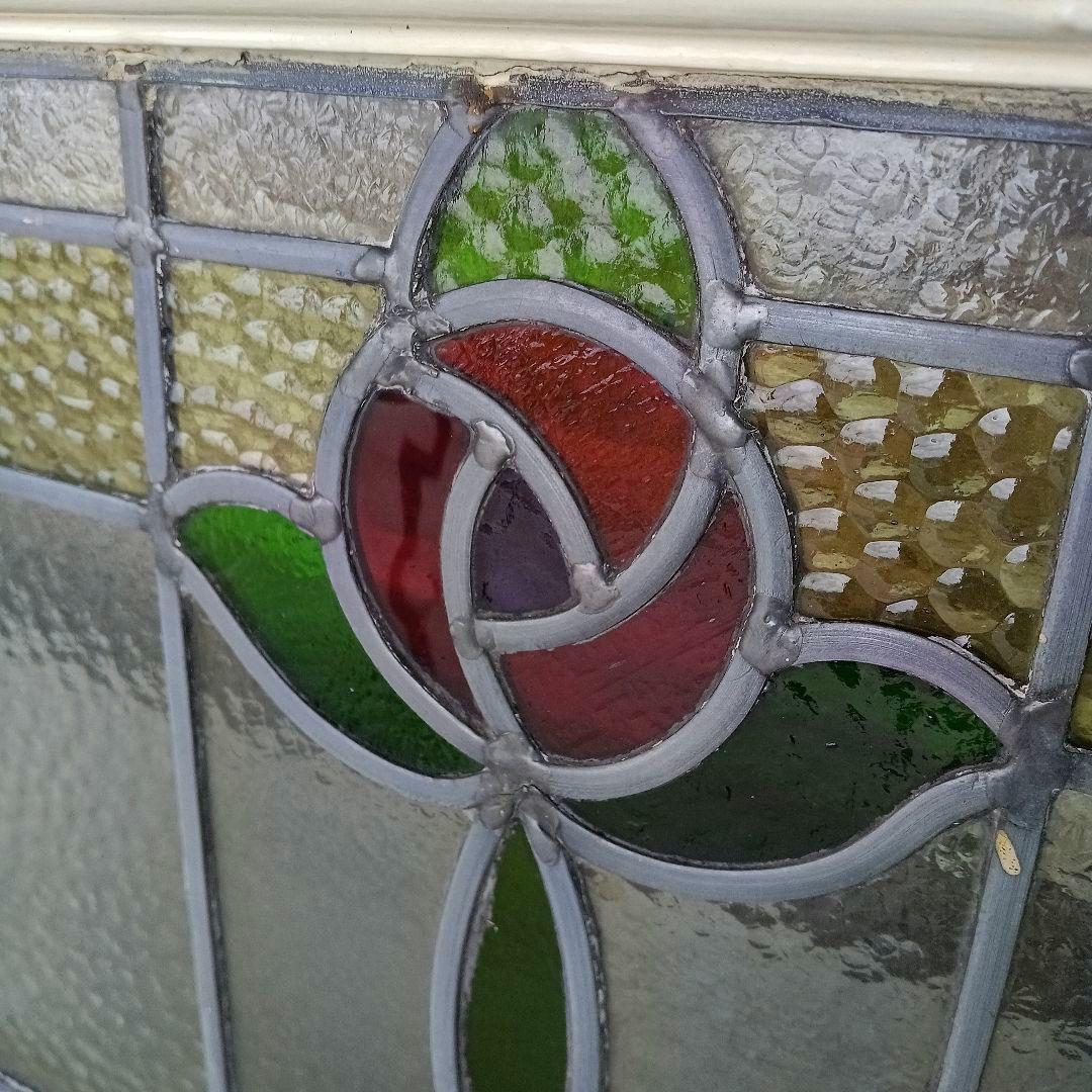 「リー」アンティークガラス　窓枠付きパネル　イギリス製　洋風雑貨