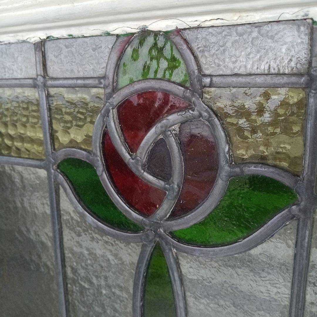 「リー」アンティークガラス　窓枠付きパネル　イギリス製　洋風雑貨