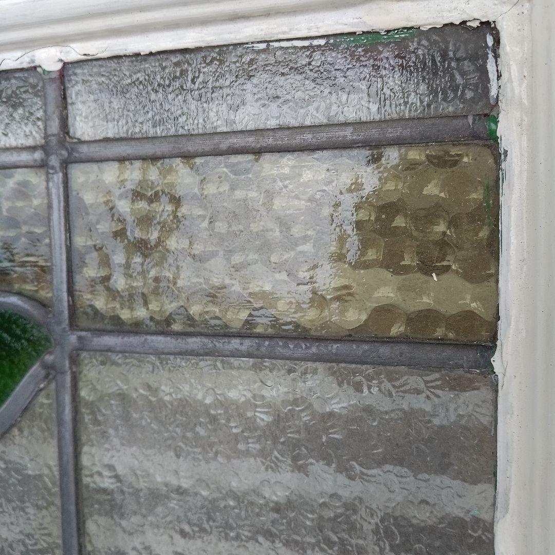 「リー」アンティークガラス　窓枠付きパネル　イギリス製　洋風雑貨