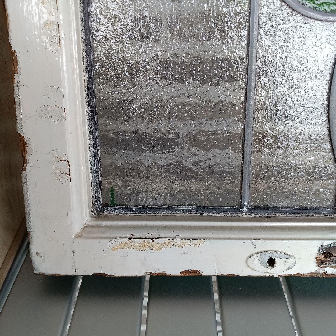 「リー」アンティークガラス　窓枠付きパネル　イギリス製　洋風雑貨