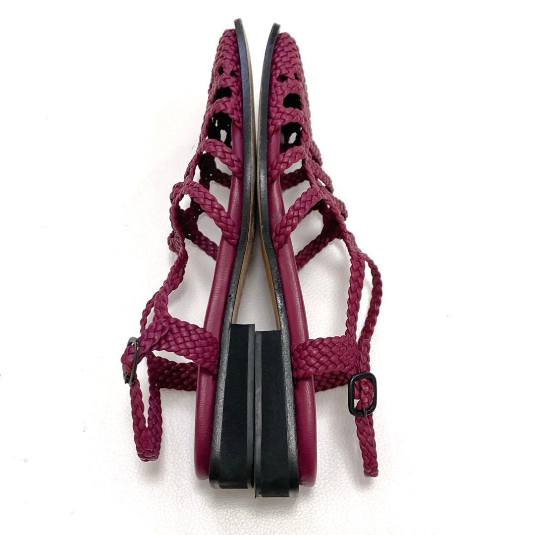 美品 近年モデル HEREU ヘリュー サンダル 赤紫 37(24cm)