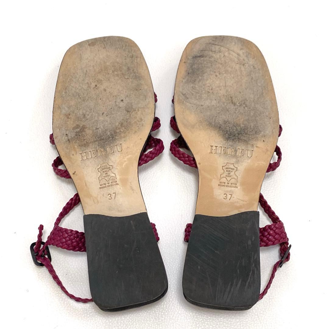 美品 近年モデル HEREU ヘリュー サンダル 赤紫 37(24cm)