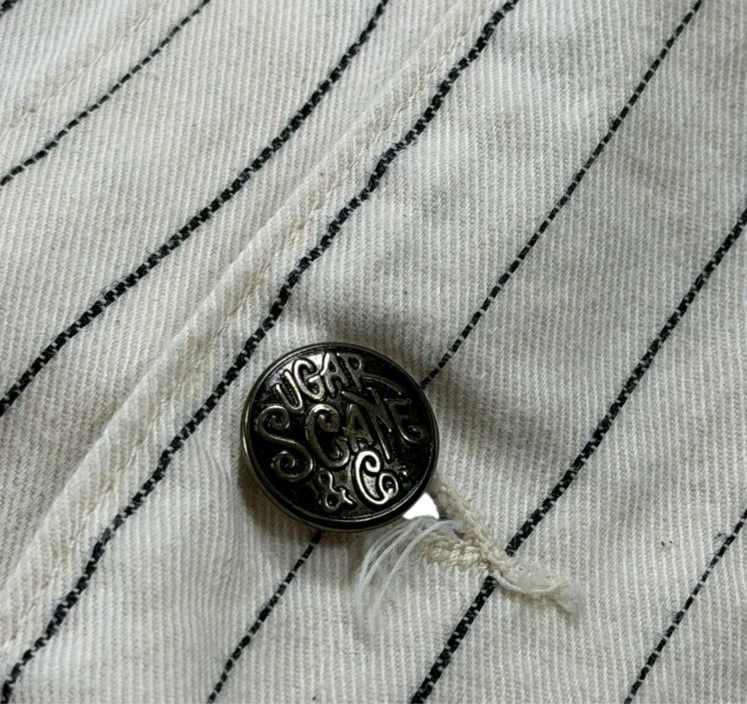 東洋 シュガーケーン ストライプ カバーオール ホワイト 38