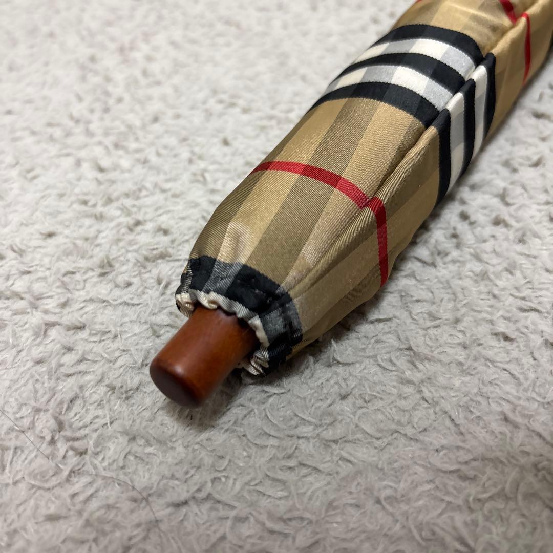 【新品タグ付】　バーバリーズ 定番　ノバチェックベージュ折り畳み傘　55cm