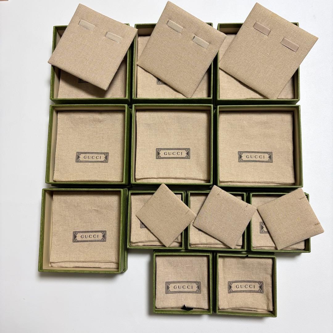 美品　グッチ　保存袋　空箱　12個セット　アクセサリー入れ 現行品　緑　麻