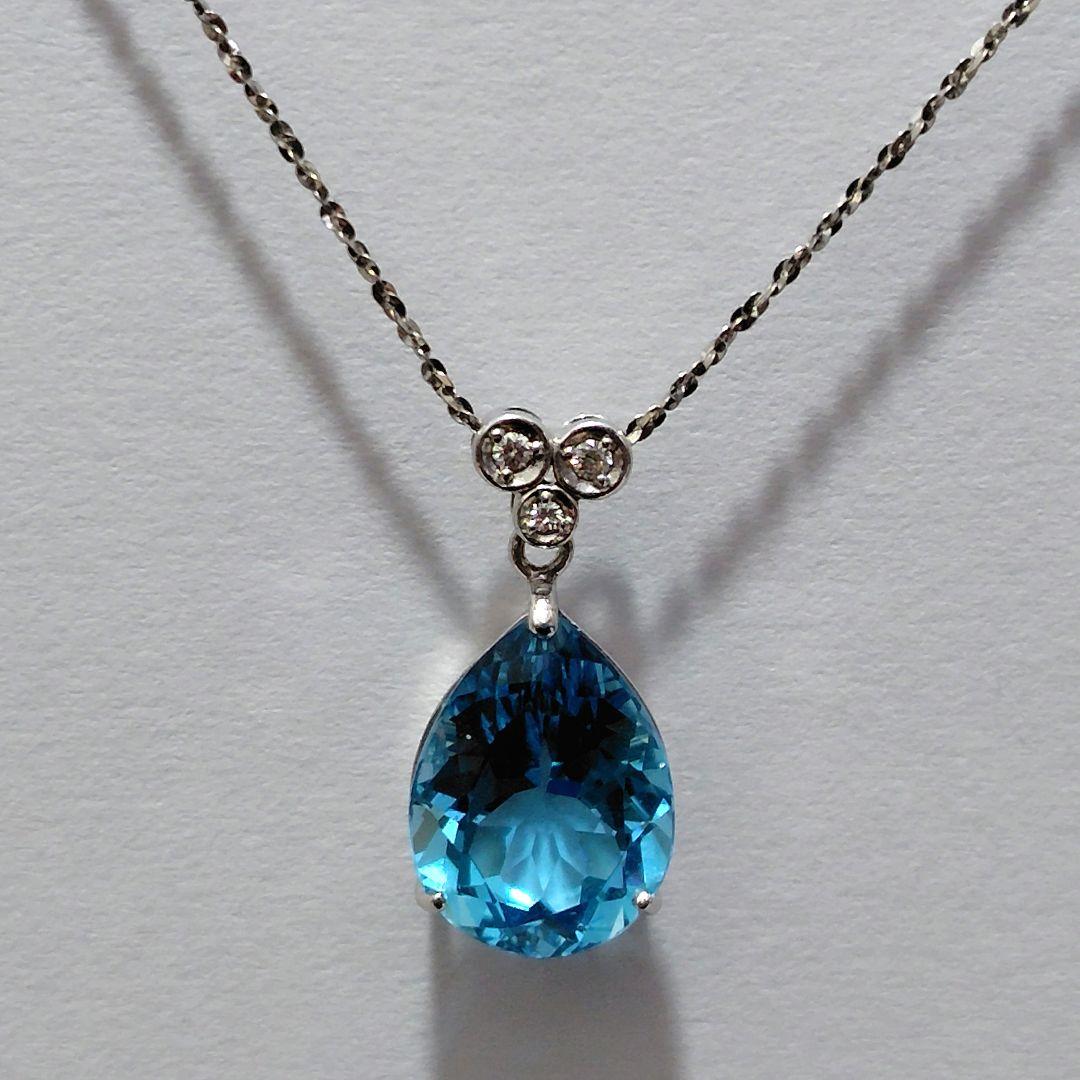 gstv　K18WGブルートパーズペンダントトップ・チャーム（刻印有り）