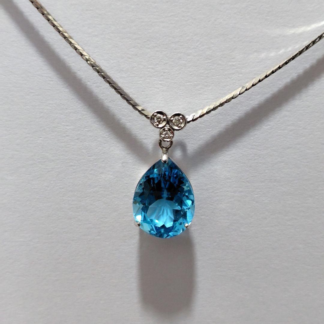 gstv　K18WGブルートパーズペンダントトップ・チャーム（刻印有り）