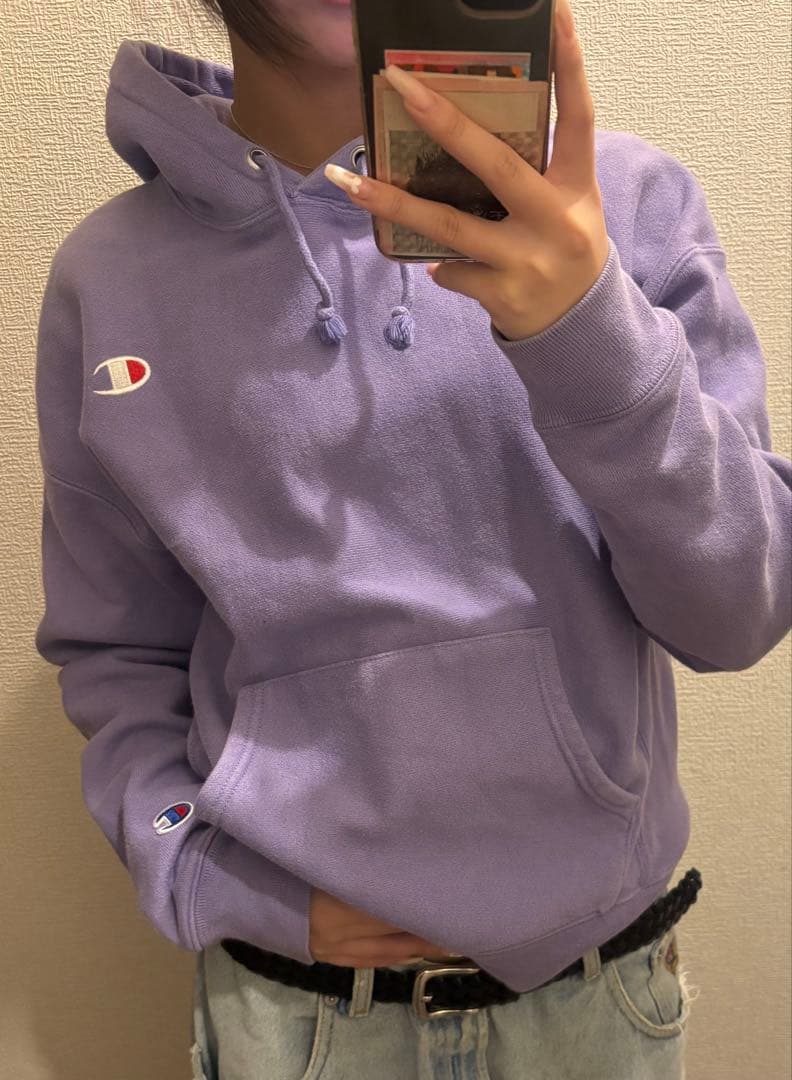 Champion リバースウィーブ パーカー M ラベンダー