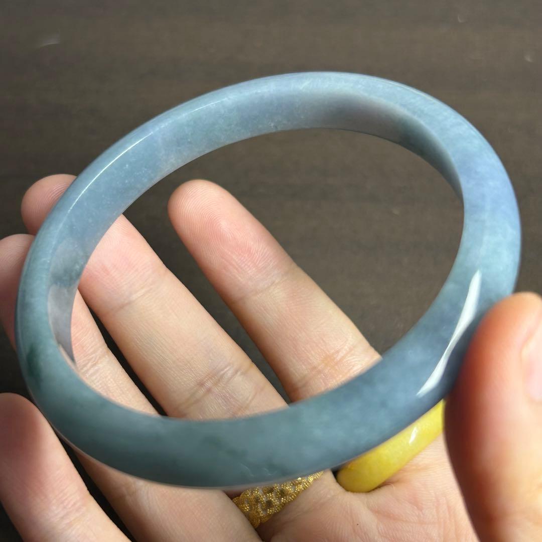 本翡翠バングル　藍紫　無含浸　無着色　一点物