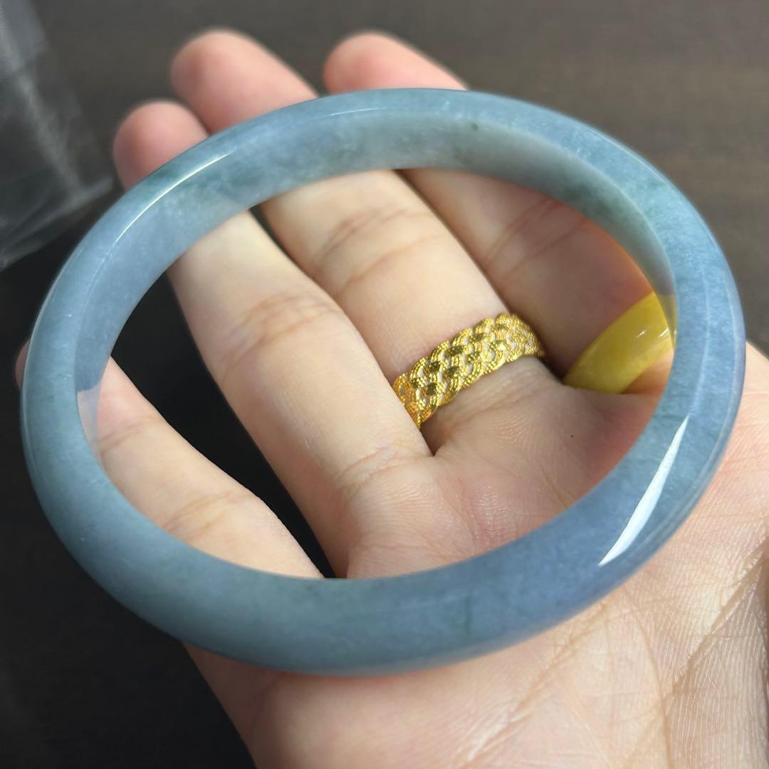 本翡翠バングル　藍紫　無含浸　無着色　一点物