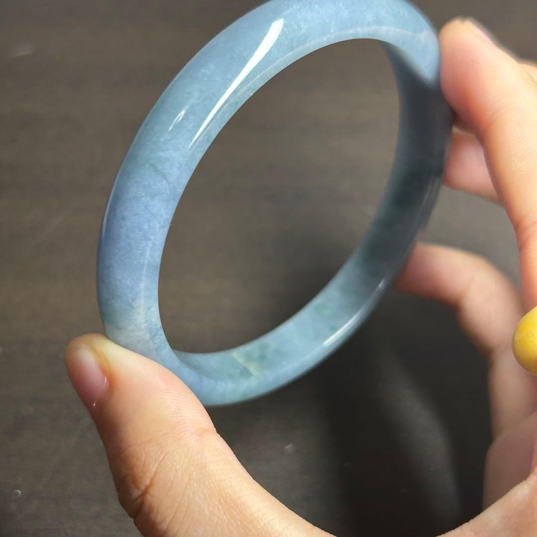 本翡翠バングル　藍紫　無含浸　無着色　一点物