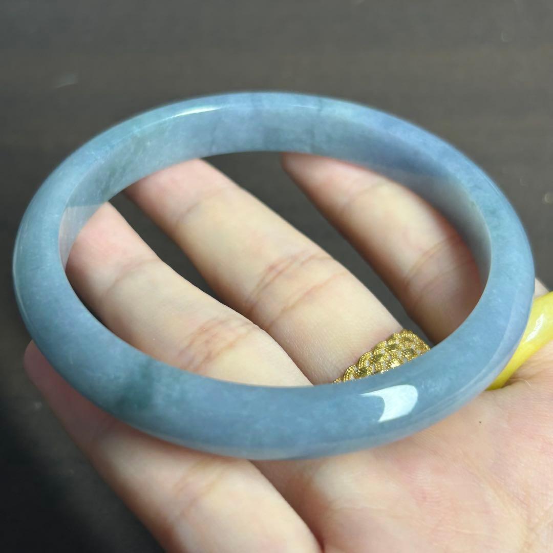 本翡翠バングル　藍紫　無含浸　無着色　一点物