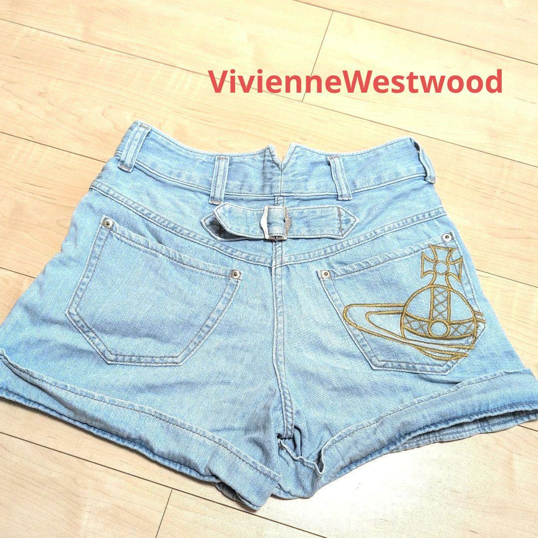 VivienneWestwood デニムショートパンツ 刺繍デザイン