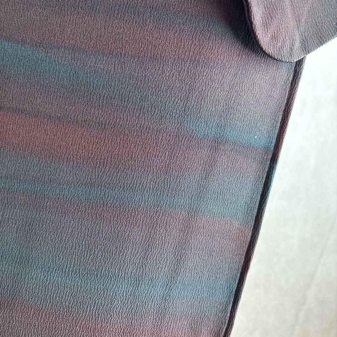 小紋　フルセット　着物　トールサイズ　正絹　大人着物　深色格子　粋　J1