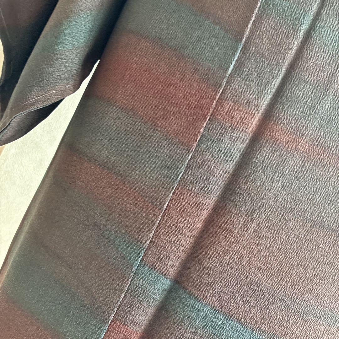 小紋　フルセット　着物　トールサイズ　正絹　大人着物　深色格子　粋　J1