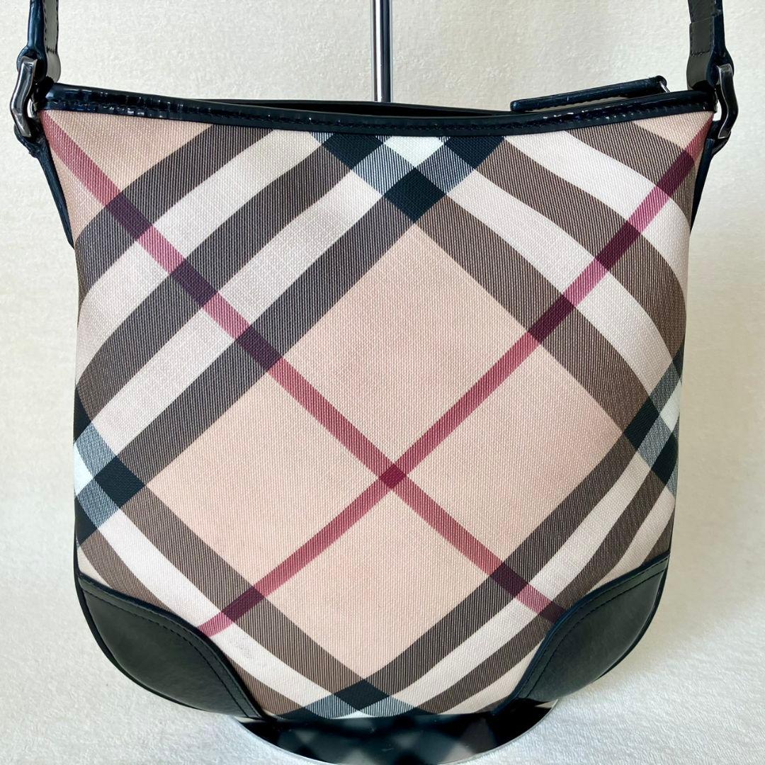 バーバリー ショルダーバッグ ノバチェック ベージュ レザー PVCメガチェック