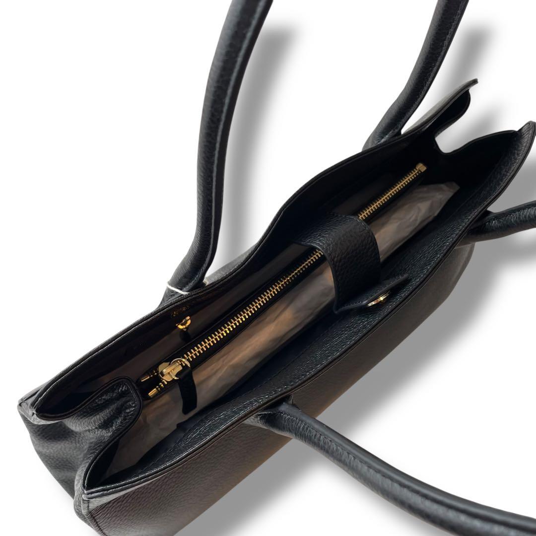 未使用タグ付き アニエスベー レザー シボ革 ビジネスバッグ A4 自立