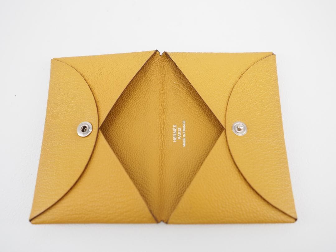 セール 2018年 HERMES エルメス カルヴィ イエロー 名刺入れ カード