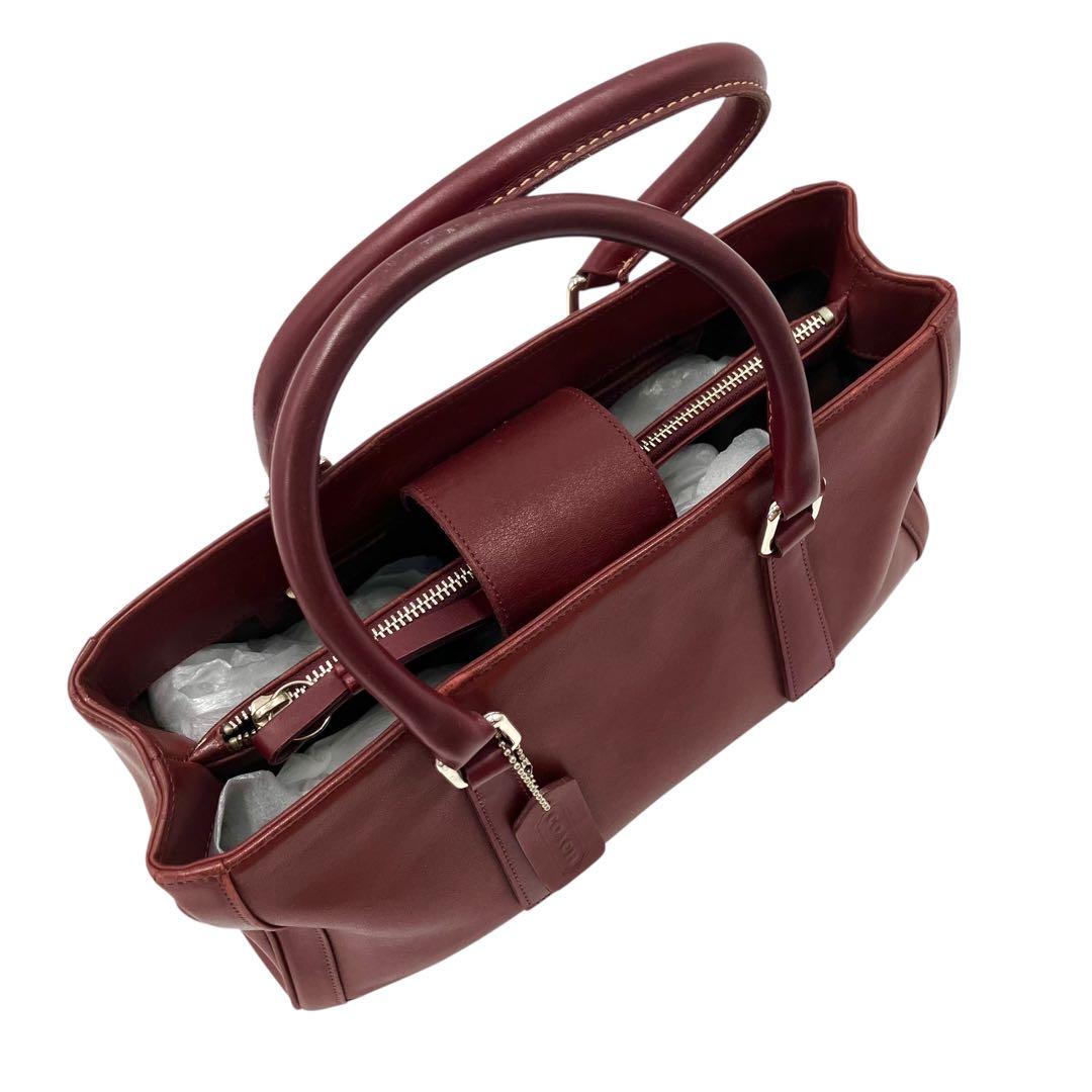 【美品・上質】オールドコーチ レザー ハンドバッグ バーガンディ（赤茶）