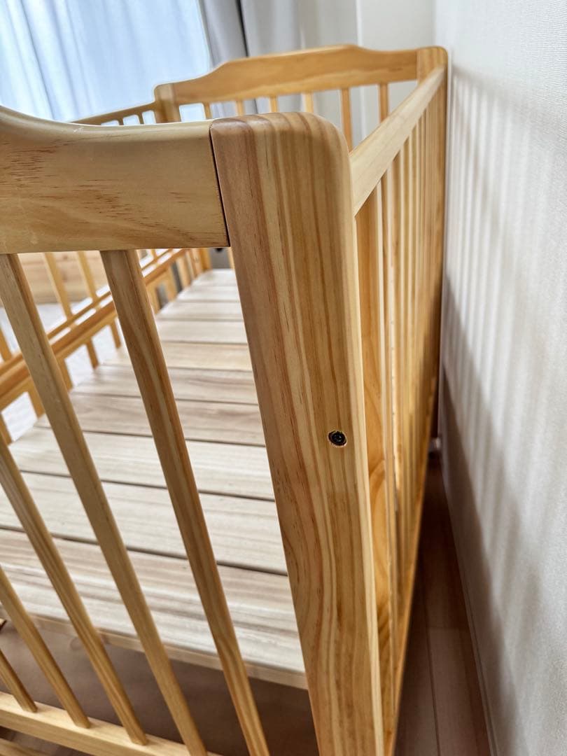 【KATOJI】木製ベビーベッド キャスター付き【匿名発送・送料込み】