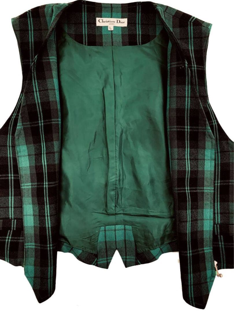 T06/068ChristianDiorクリスチャンディオールチェックジレベスト