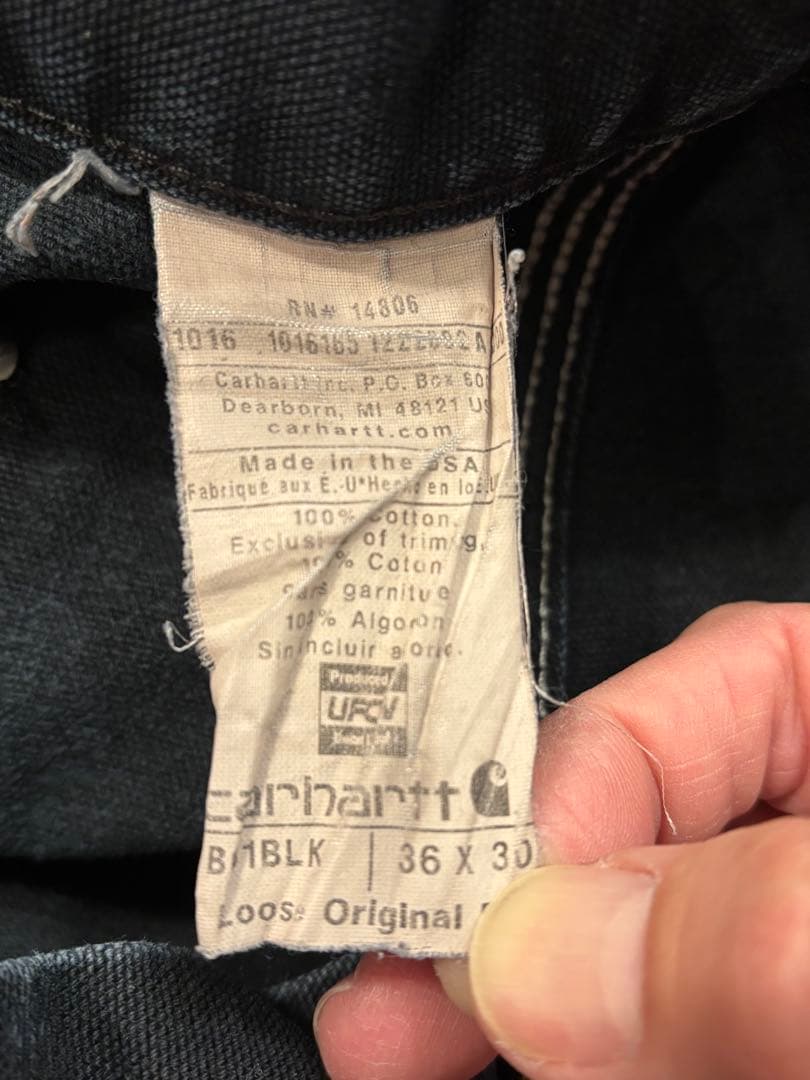 カーハート ダブルニー ブラック　USA製　W34×L29