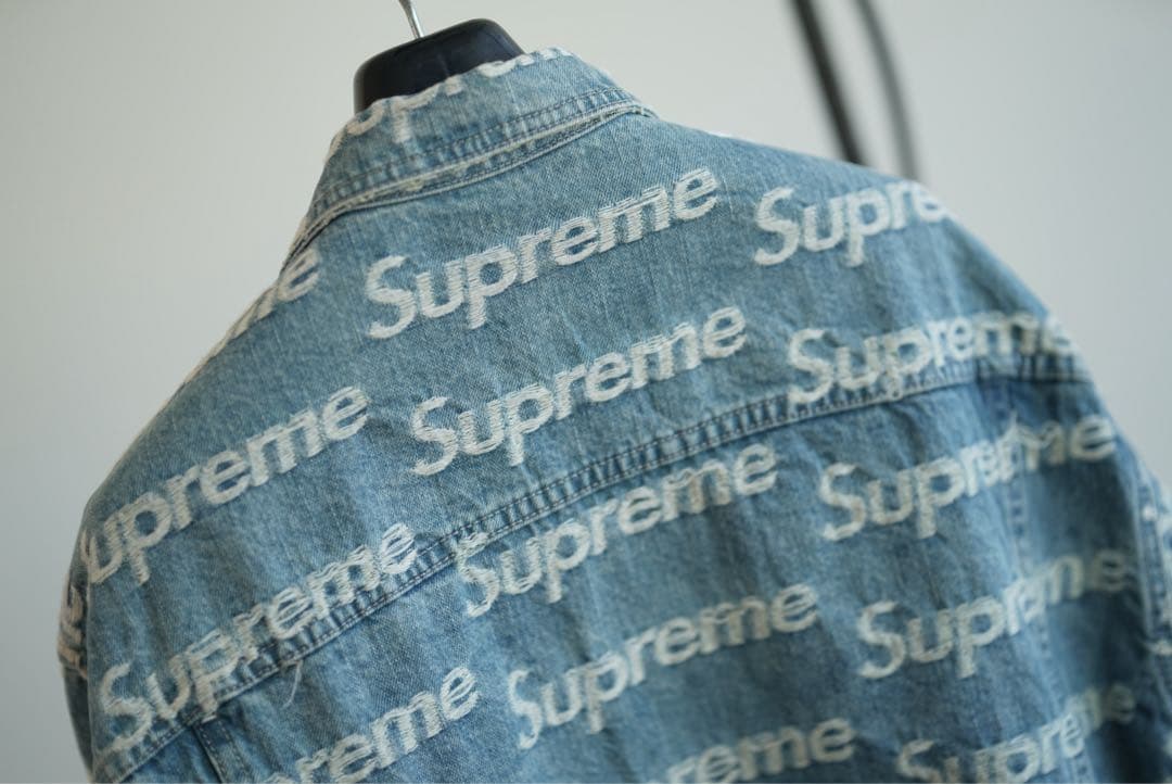 ジャケット・アウター XL Supreme Frayed Logos Denim Trucker