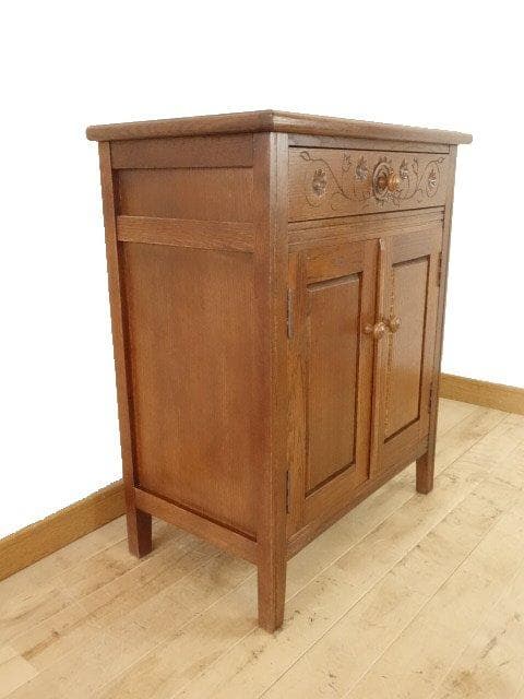 勇峰工芸（新）　雅　花柄キャビネット　ナラ材家具　北海道手作り家具