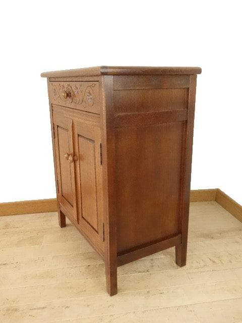 勇峰工芸（新）　雅　花柄キャビネット　ナラ材家具　北海道手作り家具