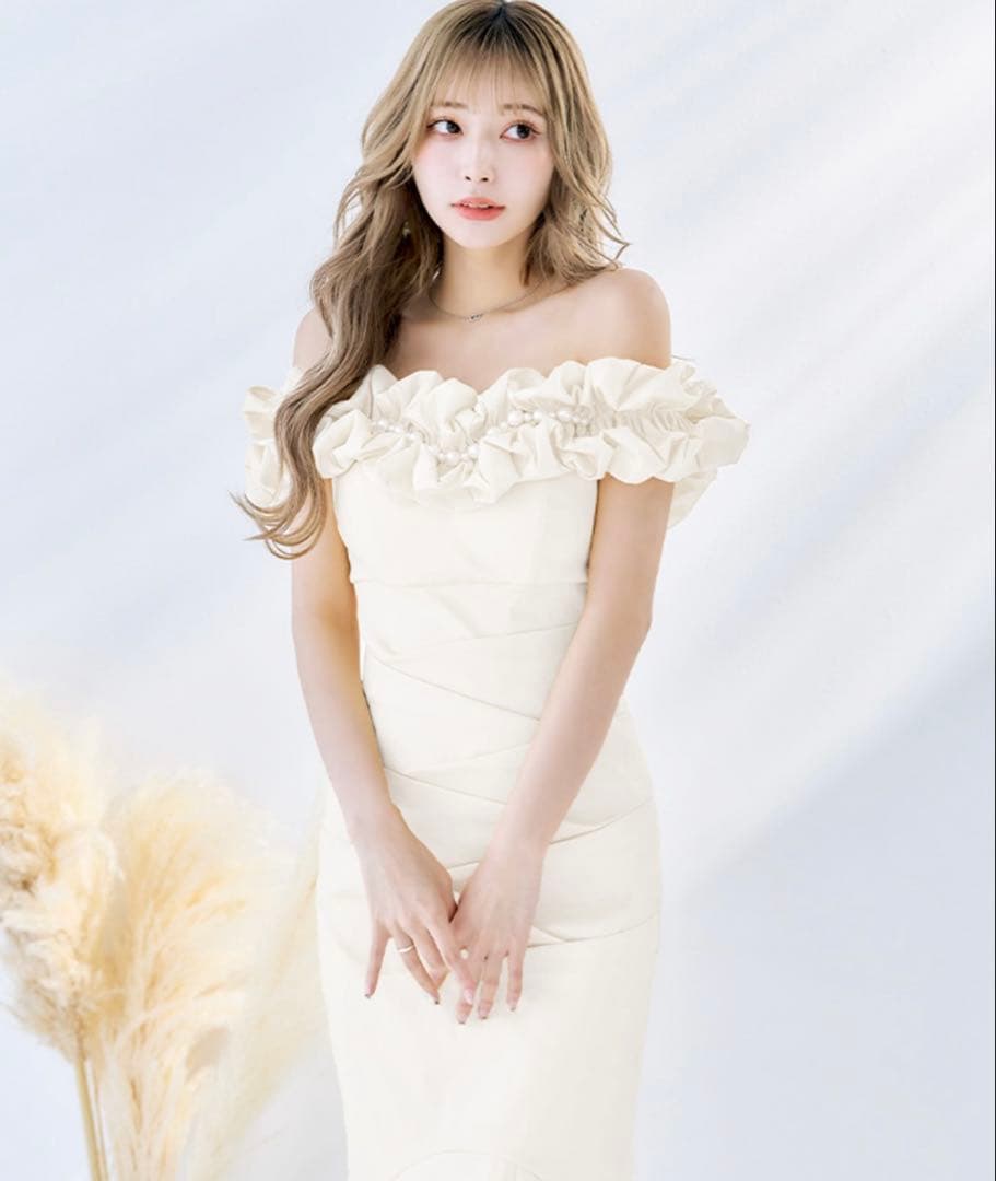 sugar オフショル マーメイド ロングドレス ホワイト ドニアクイーン