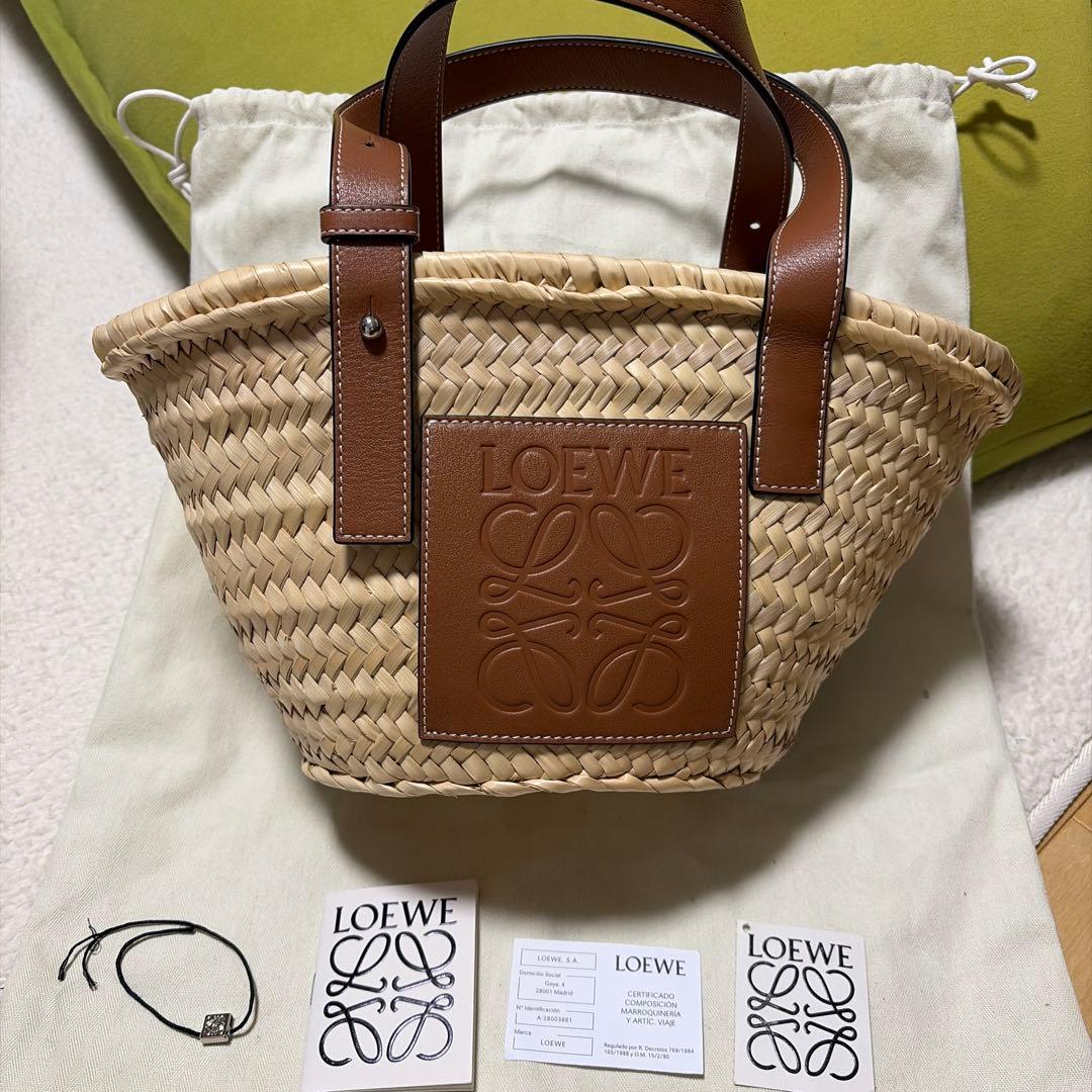 LOEWE かごバッグ ナチュラル／タン